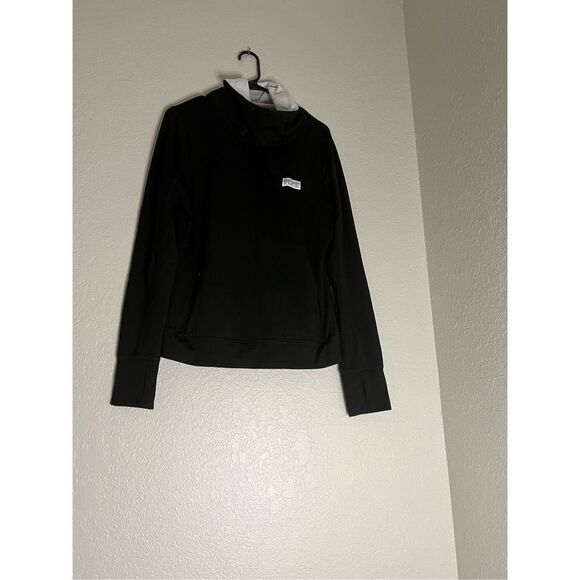 PINK Victorias Secret Shirt  L  Adult Black Pullover Cowl Neck Pockets - Picture 1 of 4